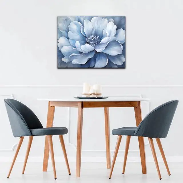 Alt view image 3 of 7 - Natuyalo Framed Paint by Numbers for Adults - Blue Flower DIY Adult Paint by Number Kits Blooming Flower Acrylic Painting by Numbers for Beginners Art Craft Kits for Adults (12x16 Inch)