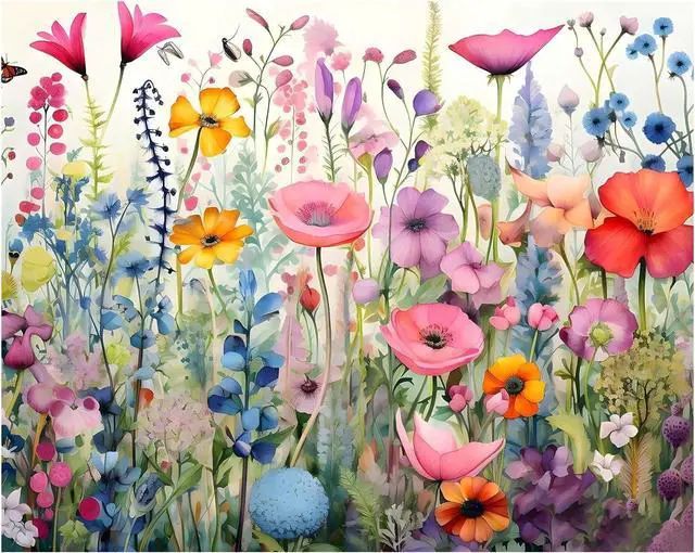 Main image of Reivworl Flowers Paint by Numbers Kit for Adults, Wildflowers Paint by Number for Adults, Adult Paint by Number Kits for Gifts and Home Wall Decor 16x20 Inch