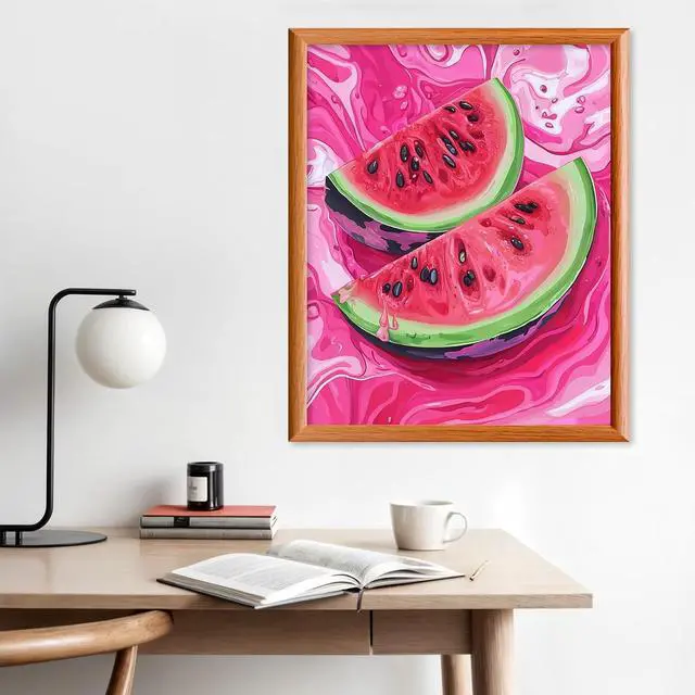 Alt view image 3 of 7 - Lxmsja Watermelon Paint by Numbers Kit for Adults, Fresh Color Acrylic Paint by Numbers for Adults Beginner, DIY Craft Supplies Oil Painting Kits for Home Wall Decor 16x20 inch (No Frame)