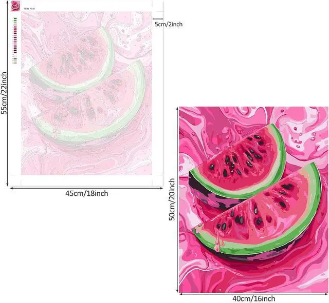 Alt view image 6 of 7 - Lxmsja Watermelon Paint by Numbers Kit for Adults, Fresh Color Acrylic Paint by Numbers for Adults Beginner, DIY Craft Supplies Oil Painting Kits for Home Wall Decor 16x20 inch (No Frame)