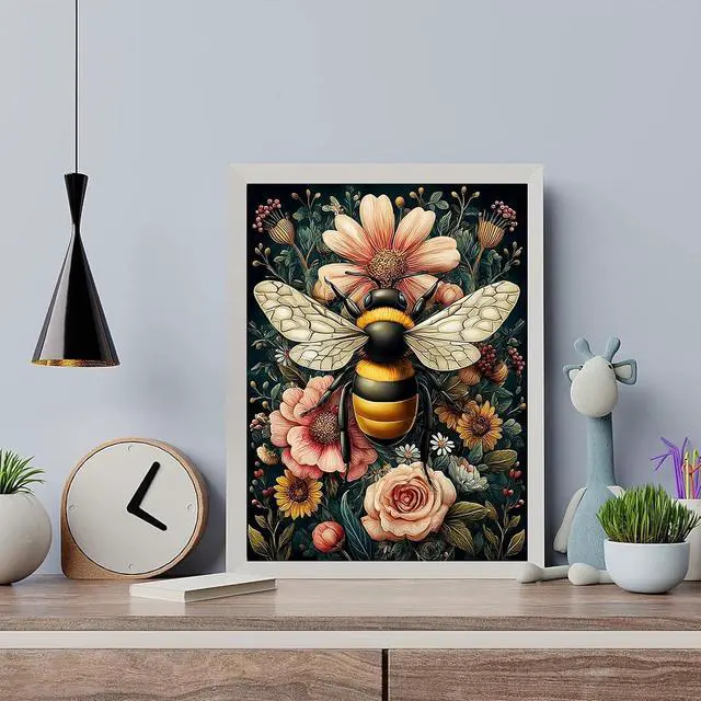 Alt view image 4 of 7 - Arttoplus Bee Paint by Numbers Kit for Adults Beginner 16x20 inch | Flowers Adult Paint by Number Kits on Canvas, DIY Acrylic Oil Painting by Numbers for Gift Home Wall Decor (Without Frame)