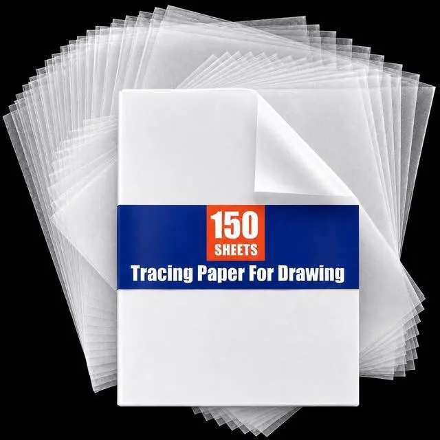 Main image of PSLER 150PCS Transfer Tracing Paper - Translucent Trace Paper for Drawing | Use with Tracing Paper, Transparent Paper for Pencil, Ink, Markers, Artist Lettering, Sketching, Sewing Patterns, A4