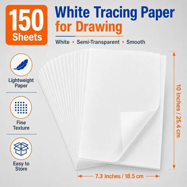 Alt view image 4 of 7 - PSLER 150PCS Transfer Tracing Paper - Translucent Trace Paper for Drawing | Use with Tracing Paper, Transparent Paper for Pencil, Ink, Markers, Artist Lettering, Sketching, Sewing Patterns, A4