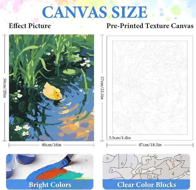 Alt view image 2 of 6 - ZRIZQ Paint by Numbers Kit for Adults Beginner Animal,Duck,16x20 | Full set with wooden brushes,rolled canvas,rich paints.Calming activity.Beginner friendly.Just open and paint.