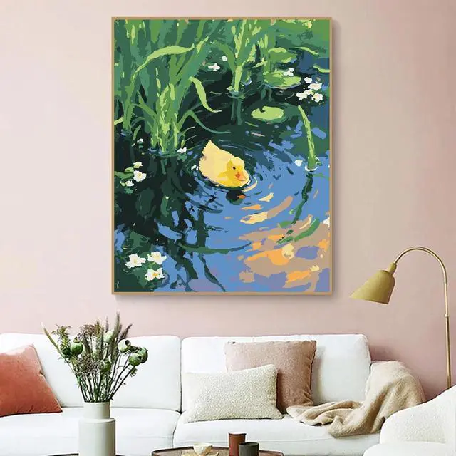 Alt view image 3 of 6 - ZRIZQ Paint by Numbers Kit for Adults Beginner Animal,Duck,16x20 | Full set with wooden brushes,rolled canvas,rich paints.Calming activity.Beginner friendly.Just open and paint.