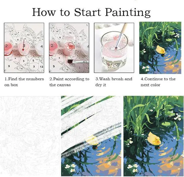 Alt view image 5 of 6 - ZRIZQ Paint by Numbers Kit for Adults Beginner Animal,Duck,16x20 | Full set with wooden brushes,rolled canvas,rich paints.Calming activity.Beginner friendly.Just open and paint.