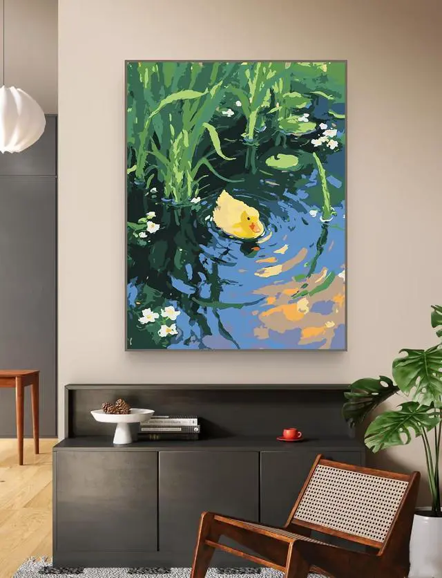 Alt view image 6 of 6 - ZRIZQ Paint by Numbers Kit for Adults Beginner Animal,Duck,16x20 | Full set with wooden brushes,rolled canvas,rich paints.Calming activity.Beginner friendly.Just open and paint.