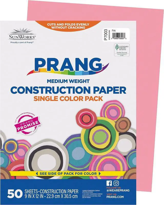 Main image of Prang (Formerly SunWorks) Construction Paper, Pink, 9" x 12", 50 Sheets