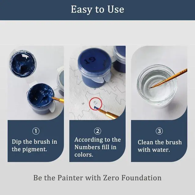 Alt view image 7 of 7 - Natuyalo Paint by Numbers Kit for Adults Beginners and Kids, 16" Wx20 L Canvas Pictures Drawing Acrylic Paintwork with 3 Pcs Paintbrushes, Colorful Flowers in Vase