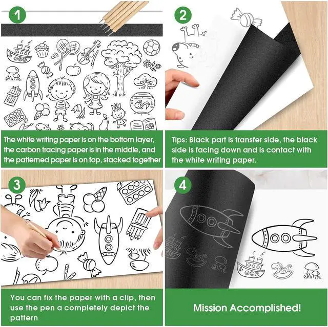 Alt view image 6 of 7 - PSLER Carbon Paper for Tracing - 30pcs Graphite Transfer Paper, A4 | Use with Tracing Paper, Carbon Copy Paper for Drawing Patterns on Wood, Canvas, Fabric, Artist Lettering & Sketching