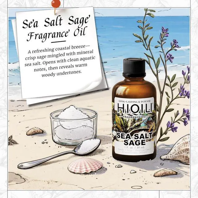 Alt view image 2 of 7 - HIQILI Sea Salt Sage Fragrance Oil for Diffuser Use, DIY Perfume - 1 Fl Oz | Car/Hotel Collection Diffuser Oil, Long Lasting Scents, Candle & Soap Making Supplies, DIY Air Freshener Spray