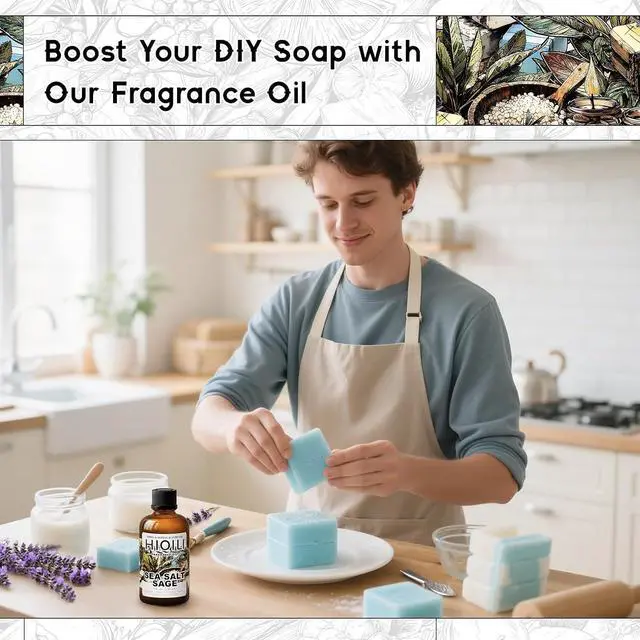 Alt view image 5 of 7 - HIQILI Sea Salt Sage Fragrance Oil for Diffuser Use, DIY Perfume - 1 Fl Oz | Car/Hotel Collection Diffuser Oil, Long Lasting Scents, Candle & Soap Making Supplies, DIY Air Freshener Spray
