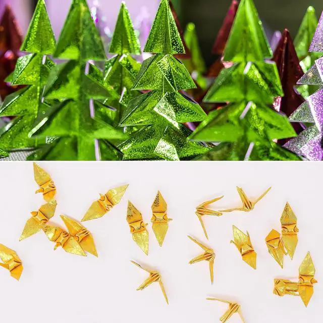 Alt view image 5 of 6 - MECCANIXITY 50 Sheet Glitter Origami Paper 4x4 Inch Shiny Sparkly Square Folding Paper 10x10cm Iridescent Paper for DIY Art, Craft Decor, Light Pink