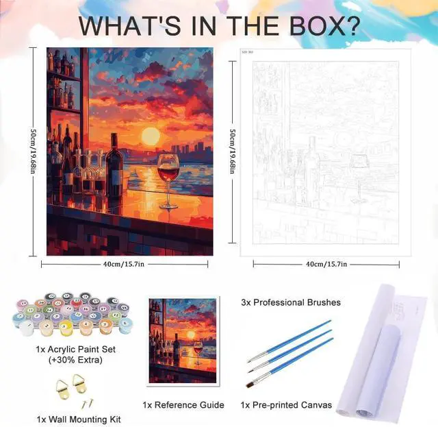 Alt view image 5 of 7 - Natuyalo Paint by Numbers for Adults Beginner, Bar Sunset Paint by Number Kits on Canvas Without Framed, Cityscapes Paint by Easy Acrylic Painting by Number Kits Home Wall Decor 16x20 inch