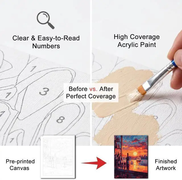 Alt view image 4 of 7 - Natuyalo Paint by Numbers for Adults Beginner, Bar Sunset Paint by Number Kits on Canvas Without Framed, Cityscapes Paint by Easy Acrylic Painting by Number Kits Home Wall Decor 16x20 inch
