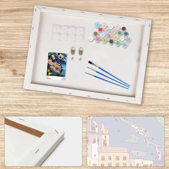 Alt view image 5 of 7 - Lxmsja Amalfi Coast Paint by Numbers Kit for Adults, Lemon Trees Acrylic Paint by Numbers for Adults Beginner, DIY Craft Supplies Oil Painting Kits for Home Wall Decor 8x12 inch (Framed)