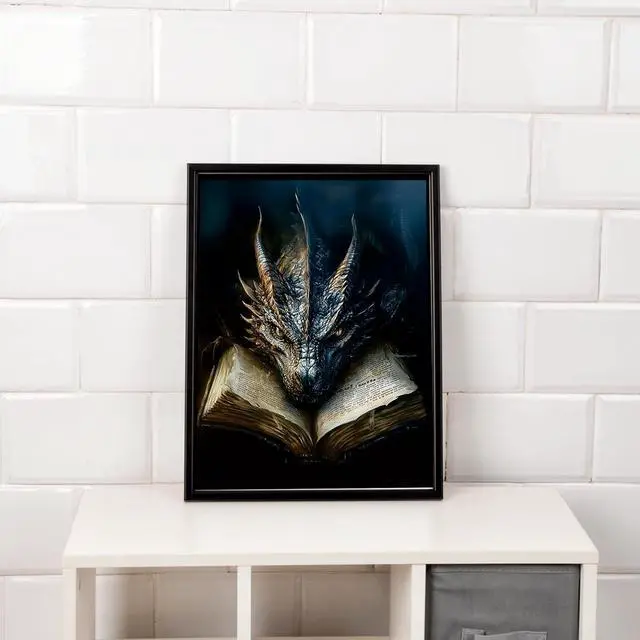 Alt view image 3 of 7 - MBNTJHT Dragon Paint by Numbers Kit for Adults,Black Dragon and Book Paint by Number Kits with Brushes for Adults Beginner,DIY Unframed Oil Painting Kits for Home Wall Decor 16x20 Inch.