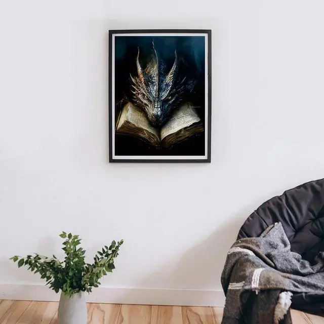 Alt view image 4 of 7 - MBNTJHT Dragon Paint by Numbers Kit for Adults,Black Dragon and Book Paint by Number Kits with Brushes for Adults Beginner,DIY Unframed Oil Painting Kits for Home Wall Decor 16x20 Inch.
