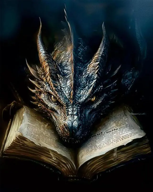 Main image of MBNTJHT Dragon Paint by Numbers Kit for Adults,Black Dragon and Book Paint by Number Kits with Brushes for Adults Beginner,DIY Unframed Oil Painting Kits for Home Wall Decor 16x20 Inch.