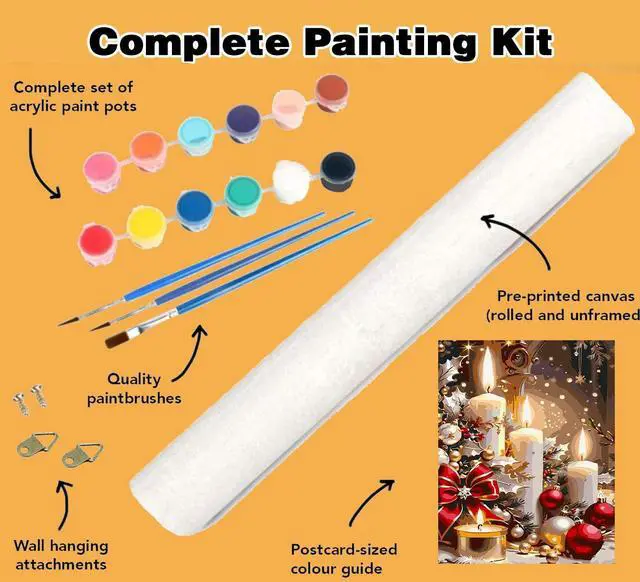 Alt view image 5 of 7 - Meothan Paint by Numbers Kit for Adults Beginner 16x20 inch (Without Frame) | Christmas Adult Paint by Number Kits on Canvas, DIY Candles Acrylic Oil Easy Painting by Numbers for Home Wall Decor