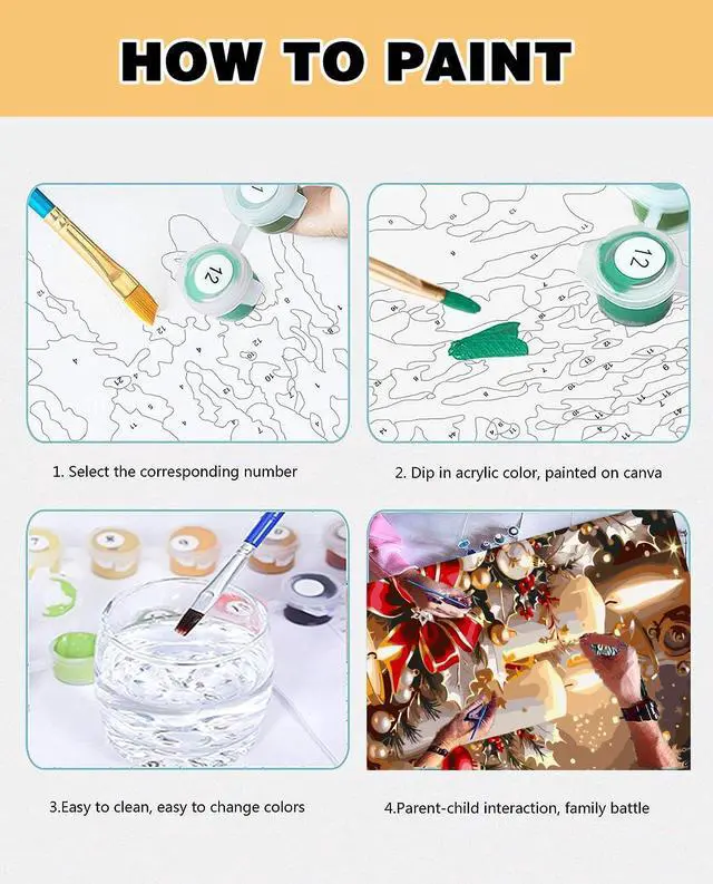 Alt view image 6 of 7 - Meothan Paint by Numbers Kit for Adults Beginner 16x20 inch (Without Frame) | Christmas Adult Paint by Number Kits on Canvas, DIY Candles Acrylic Oil Easy Painting by Numbers for Home Wall Decor
