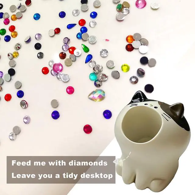 Alt view image 3 of 7 - LINFANG Diamond Art Tool Desktop Trash Can Ornament Cute Tool, Diamond Painting Accessories, Diamond Art Kit for Adults, Creative Mini Garbage Can, Small Storage | Ideal for Diamond Work (Cat)