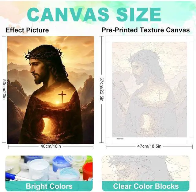 Alt view image 2 of 7 - cviokrdu Jesus Paint by Numbers Kit for Adults - Christians Adult Paint by Number Kits on Canvas, Religion DIY Oil Painting for Gift Home Wall Decor (16x20inch)