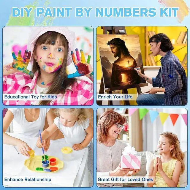 Alt view image 7 of 7 - cviokrdu Jesus Paint by Numbers Kit for Adults - Christians Adult Paint by Number Kits on Canvas, Religion DIY Oil Painting for Gift Home Wall Decor (16x20inch)