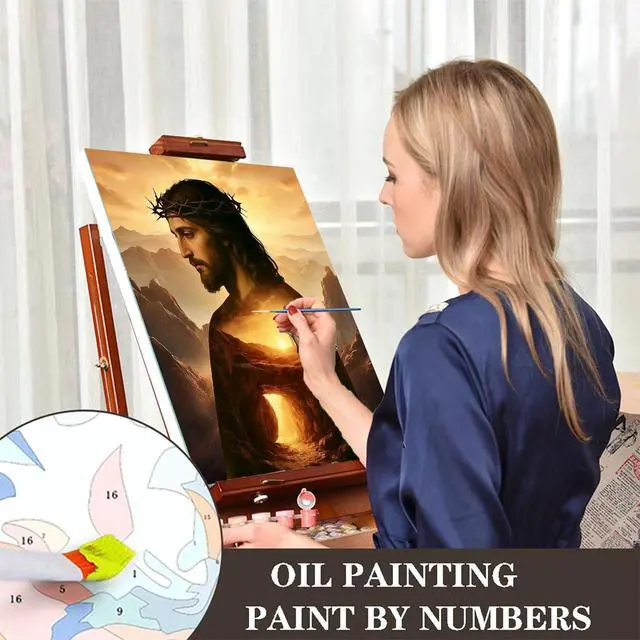 Alt view image 5 of 7 - cviokrdu Jesus Paint by Numbers Kit for Adults - Christians Adult Paint by Number Kits on Canvas, Religion DIY Oil Painting for Gift Home Wall Decor (16x20inch)