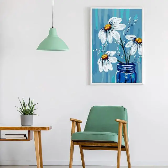 Alt view image 3 of 7 - Ginkko Framed Paint by Numbers Kit for Adults 8X 12 inch, Vase Flowers | Beginners & Kids Ages 8-12, Flower DIY Acrylic Canvas Painting with Paints & Brushes, Original Art Decor Gift for Home Wall