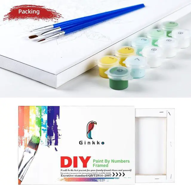 Alt view image 7 of 7 - Ginkko Framed Paint by Numbers Kit for Adults 8X 12 inch, Vase Flowers | Beginners & Kids Ages 8-12, Flower DIY Acrylic Canvas Painting with Paints & Brushes, Original Art Decor Gift for Home Wall