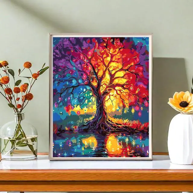 Alt view image 2 of 7 - igoodom Tree of Life Paint by Numbers Kit for Adults, DIY Painting Project | Paint by Numbers Kit for Adults - Perfect for Home Art, Relaxing Painting Time, And Creative DIY Gift Projects 16x20inch