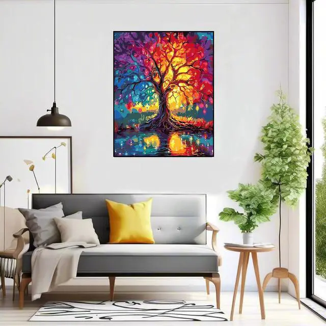Alt view image 4 of 7 - igoodom Tree of Life Paint by Numbers Kit for Adults, DIY Painting Project | Paint by Numbers Kit for Adults - Perfect for Home Art, Relaxing Painting Time, And Creative DIY Gift Projects 16x20inch
