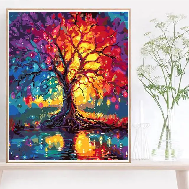 Alt view image 3 of 7 - igoodom Tree of Life Paint by Numbers Kit for Adults, DIY Painting Project | Paint by Numbers Kit for Adults - Perfect for Home Art, Relaxing Painting Time, And Creative DIY Gift Projects 16x20inch