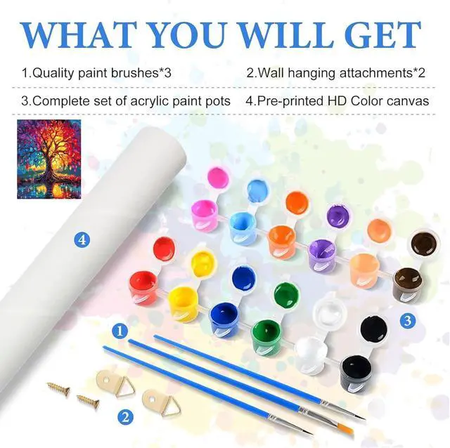 Alt view image 5 of 7 - igoodom Tree of Life Paint by Numbers Kit for Adults, DIY Painting Project | Paint by Numbers Kit for Adults - Perfect for Home Art, Relaxing Painting Time, And Creative DIY Gift Projects 16x20inch