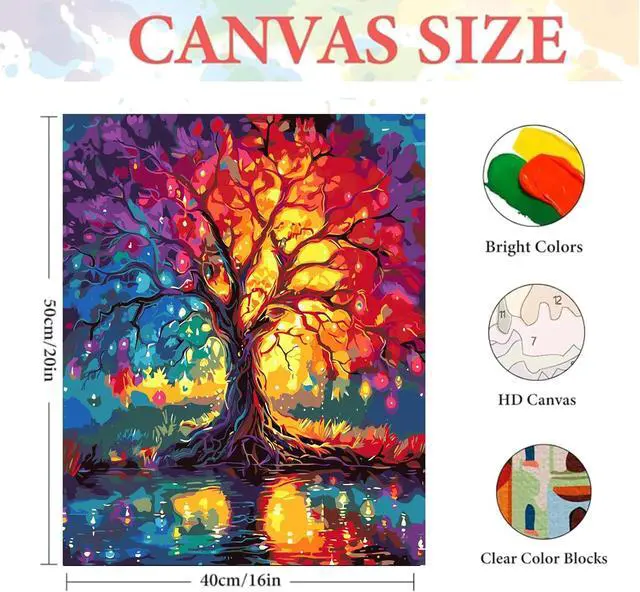 Alt view image 7 of 7 - igoodom Tree of Life Paint by Numbers Kit for Adults, DIY Painting Project | Paint by Numbers Kit for Adults - Perfect for Home Art, Relaxing Painting Time, And Creative DIY Gift Projects 16x20inch