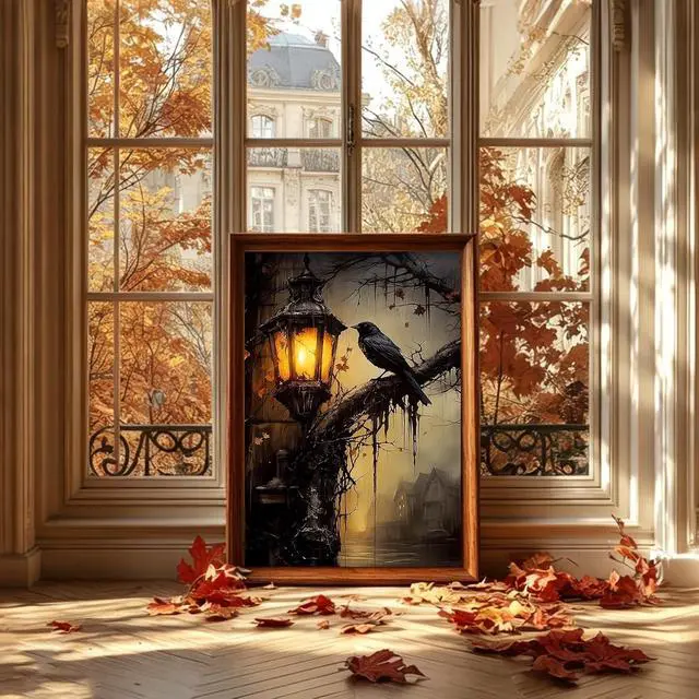 Alt view image 4 of 7 - PHANTASYART Gothic Paint by Numbers Kit for Adults 16x20inch | Crow Paint by Number Adult, Raven Canvas Paint by Numbers for Adults, DIY Acrylic Painting Kit, Dark Academia Wall Art