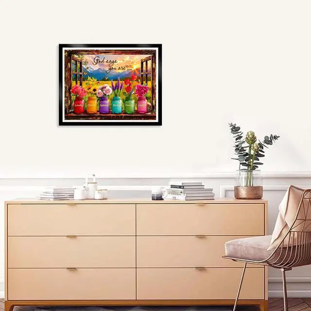 Alt view image 3 of 7 - MIRCVSH Inspirational Paint by Numbers Kit for Adults,DIY Easy Unframed Scenery and Flowers Paint by Number Kits on Canvas,God Says Acrylic Oil Painting Art Crafts for Home Wall Decor 16x20 Inch.