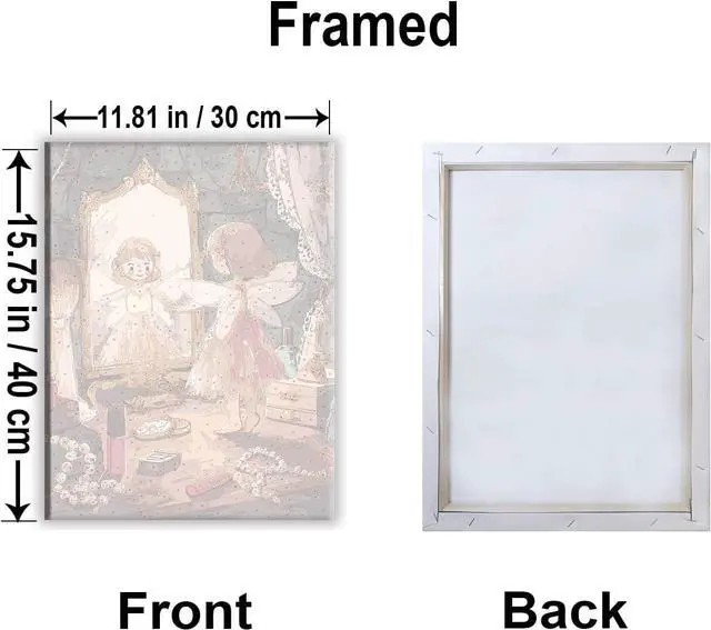Alt view image 3 of 5 - Aeontinity Makeup Table Fairy Goddess Framed Canvas DIY Paint by Numbers Kit Bar Cafe Cave Home Room Wall Bathroom Porch Patio Decor Gift, 16 x 12 Inch