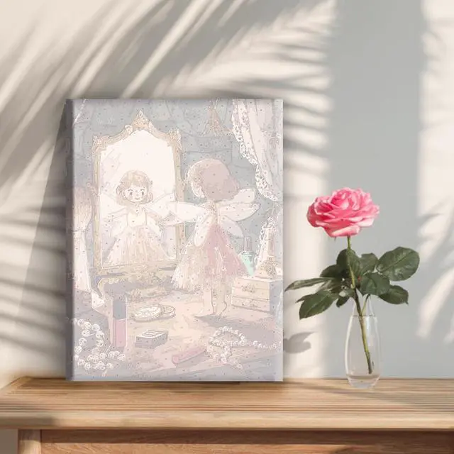 Alt view image 2 of 5 - Aeontinity Makeup Table Fairy Goddess Framed Canvas DIY Paint by Numbers Kit Bar Cafe Cave Home Room Wall Bathroom Porch Patio Decor Gift, 16 x 12 Inch