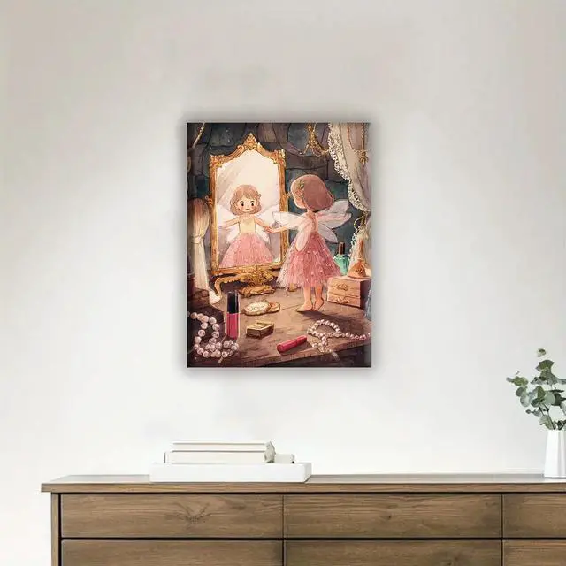 Alt view image 5 of 5 - Aeontinity Makeup Table Fairy Goddess Framed Canvas DIY Paint by Numbers Kit Bar Cafe Cave Home Room Wall Bathroom Porch Patio Decor Gift, 16 x 12 Inch