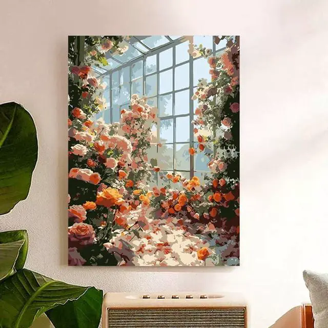 Alt view image 5 of 6 - ZRIZQ Paint by Numbers Kit for Adults Beginners,Flowers DIY Painting Set,Relaxing Creative Craft Activity,16x20 Inch-Floral Home
