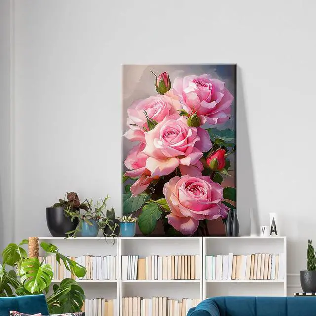 Alt view image 2 of 7 - ATDMS Paint by Numbers Kit for Adults with Frame Flowers Paint by Numbers Kit with Easel DIY Adult Paint by Number Kits on Canvas Framed Floral Oil Painting Kits for Home Wall Decor 8x12 Inch