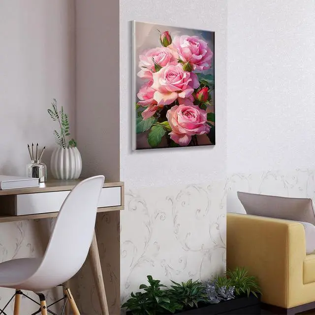 Alt view image 7 of 7 - ATDMS Paint by Numbers Kit for Adults with Frame Flowers Paint by Numbers Kit with Easel DIY Adult Paint by Number Kits on Canvas Framed Floral Oil Painting Kits for Home Wall Decor 8x12 Inch