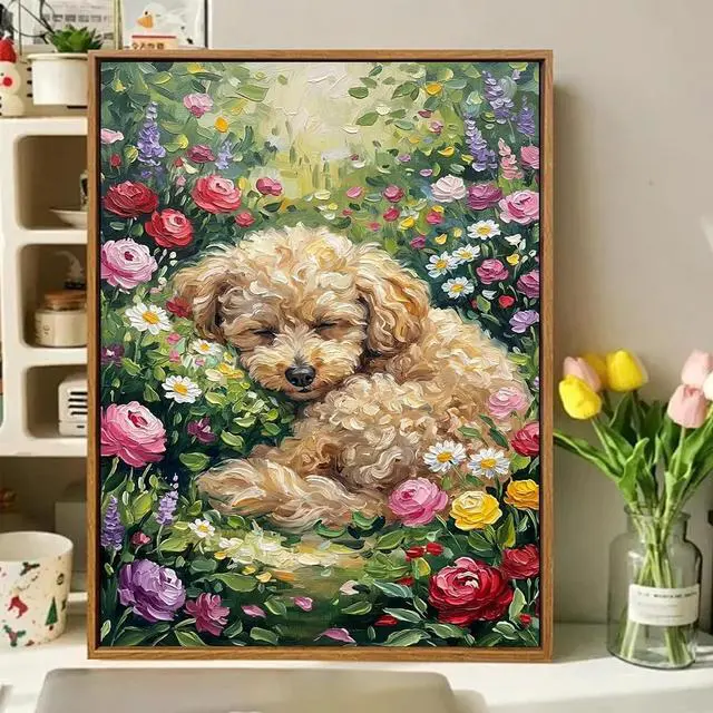Alt view image 2 of 7 - Dog Paint by Numbers Kit for Adults, Adult Paint by Number Kits 16x20 Inch | Paint by Numbers Kit for Adults, Acrylic Painting by Numbers, DIY Arts and Crafts for Gifts or Home Decor