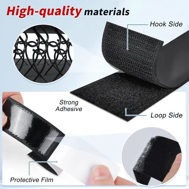 Alt view image 5 of 6 - 1 Inch x 27Ft Hook and Loop Strips with Adhesive, Double Sided Self Adhesive, Nylon Self Tape for Home Office School and Crafting