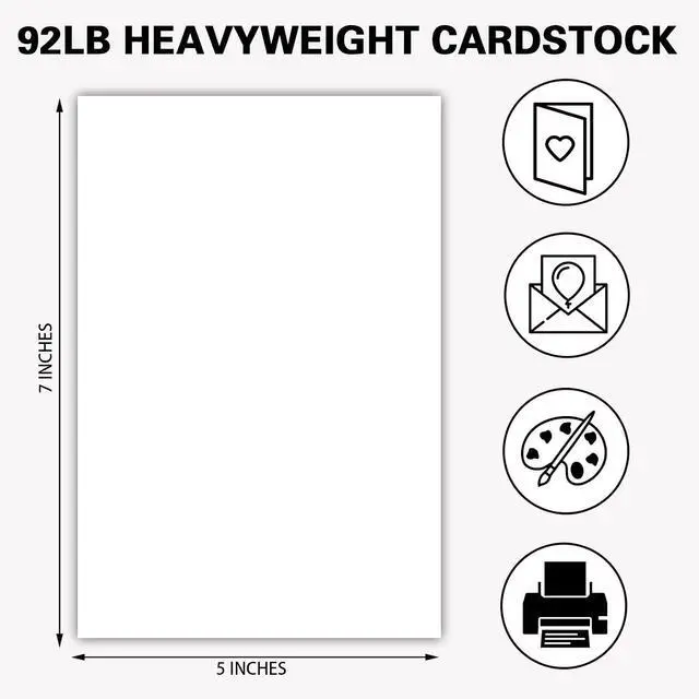 Alt view image 2 of 7 - Hysiwen 50 Sheets White Card Stock 5 x 7 Inches, 250gsm/92 lb Blank Cardstock Paper for Making Postcards, Invitation Cards, Greeting Cards, Paper Crafts or Drawing(W57)