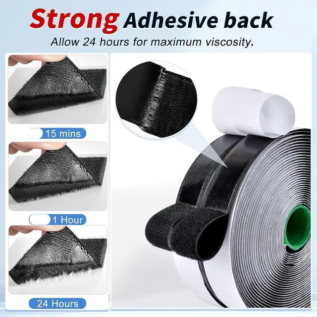 Alt view image 6 of 6 - 1 Inch x 27Ft Hook and Loop Strips with Adhesive, Double Sided Self Adhesive, Nylon Self Tape for Home Office School and Crafting
