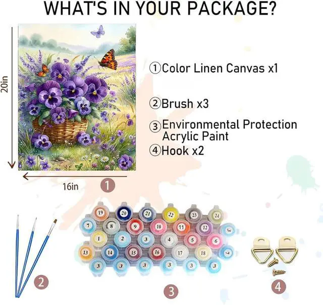 Alt view image 2 of 7 - Paint by Numbers for Adults Flowers - Flower Paint by Number on Canvas | DIY Floral Oil Painting for Gift Home Wall Decor, Without Frame (16x20 inch)