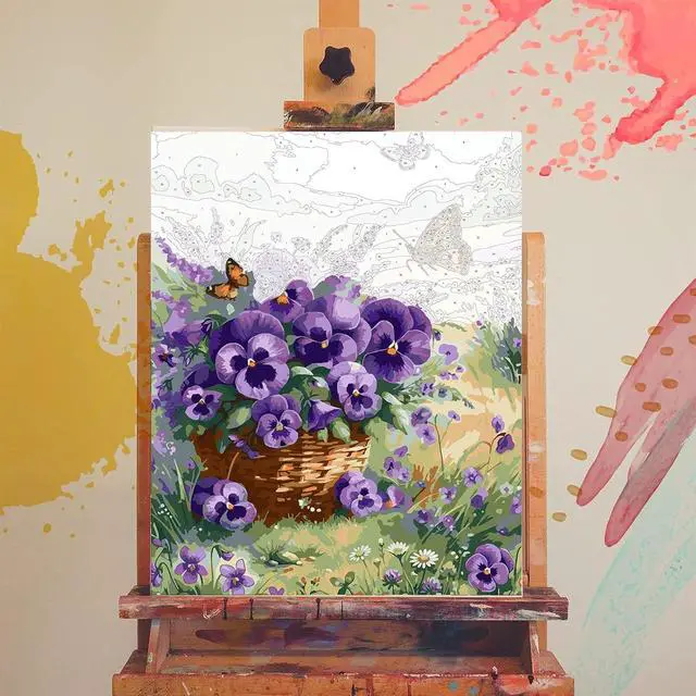 Alt view image 3 of 7 - Paint by Numbers for Adults Flowers - Flower Paint by Number on Canvas | DIY Floral Oil Painting for Gift Home Wall Decor, Without Frame (16x20 inch)